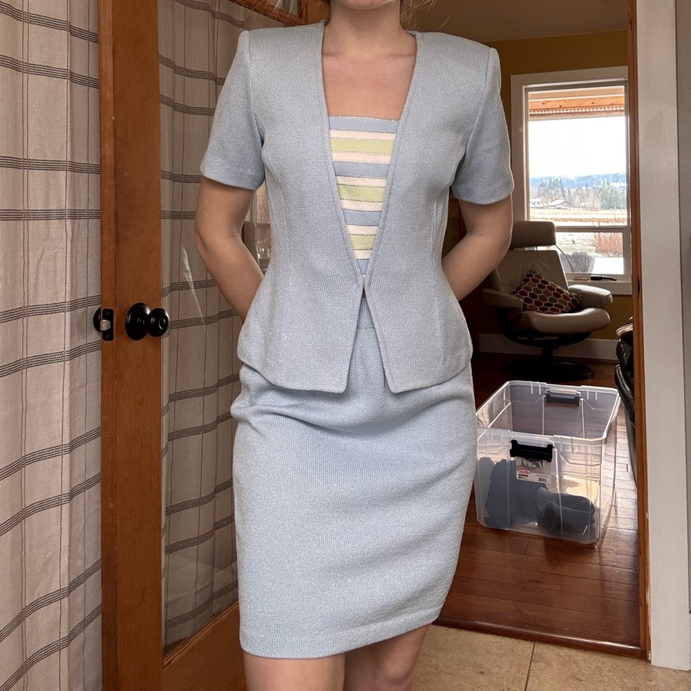 Lovely Blue St. John skirt set